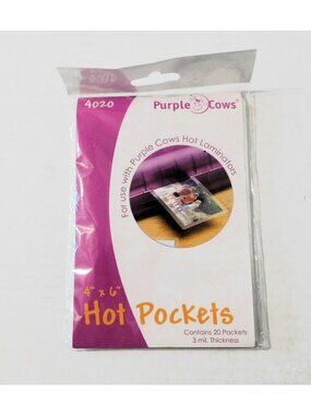 Purple Cows 4" X 6" Hot Laminating Pockets 20-Count 3 Mil. Thickness